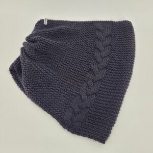 KAVU Knit Neck Gaiter Scarf Black Cozy Cable Knit Acrylic